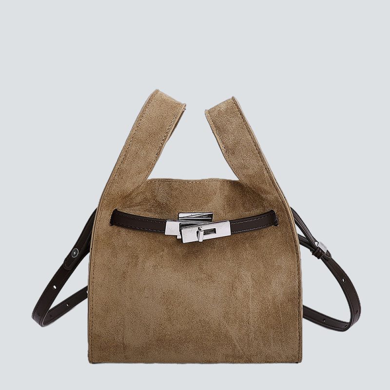 Suede Hobo Bags with Toggle Closure