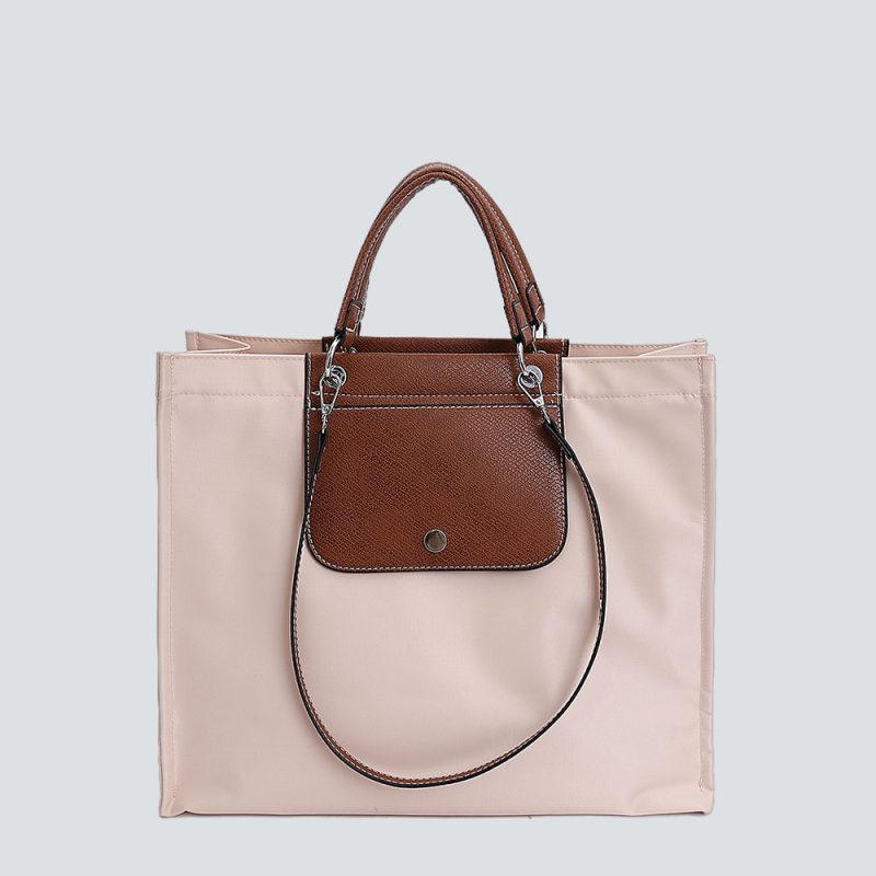 Lightweight Nylon-Leather Tote Bag