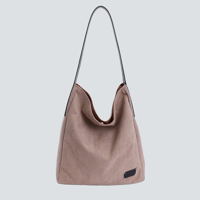 Vintage Suede Wide-Strap Hobo Bag