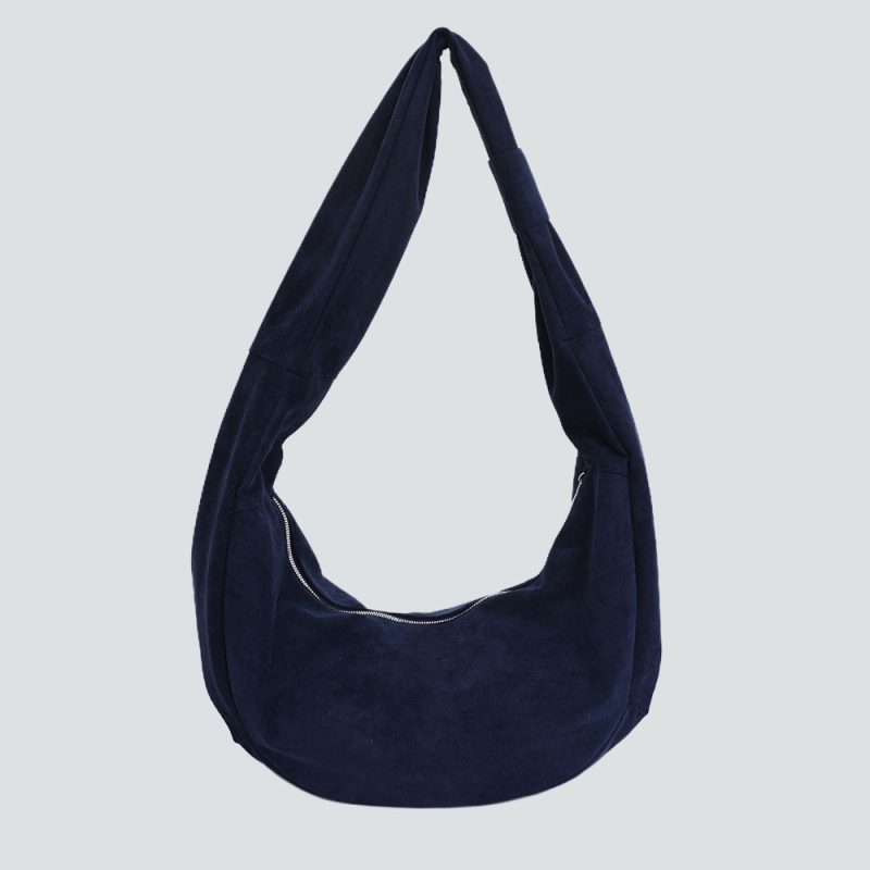 Suede Crescent Shoulder Bag