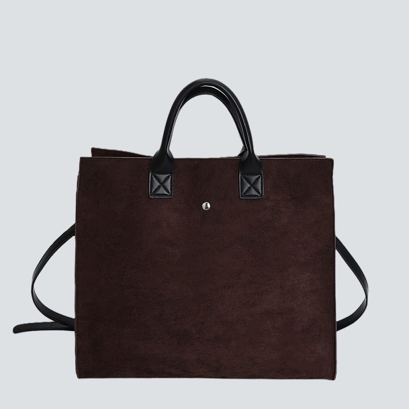 Textured Leather-Trimmed Oversized Commuter Handbag