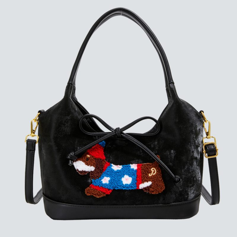 Whimsical Embroidered Dachshund Bag