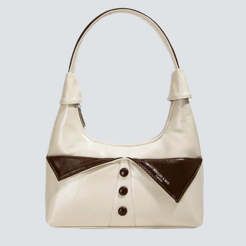 Bow-Accented Patent Leather Hobo Bag
