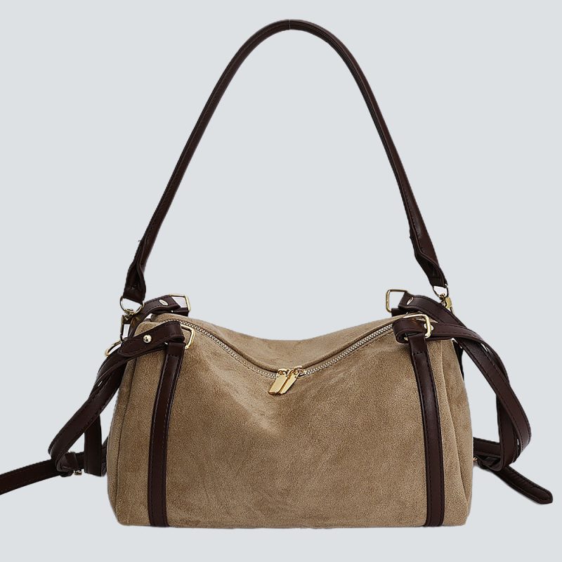 Suede bucket crossbody bag