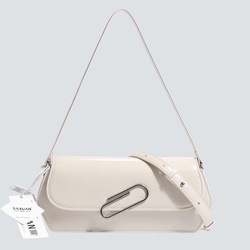 Statement Paperclip-Clasp Shoulder Bag