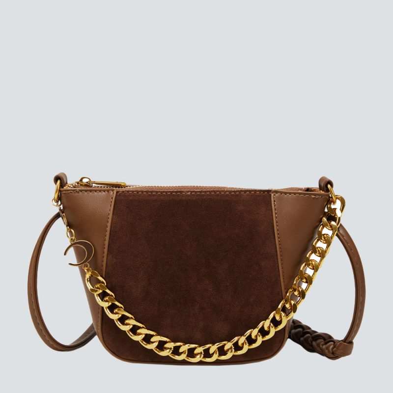 Chic Contrast Texture Chain Crossbody Bag