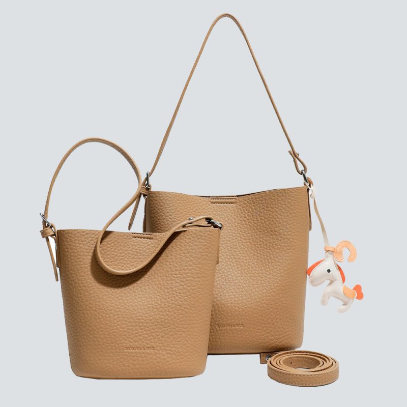 Textured Leather Bucket Bag