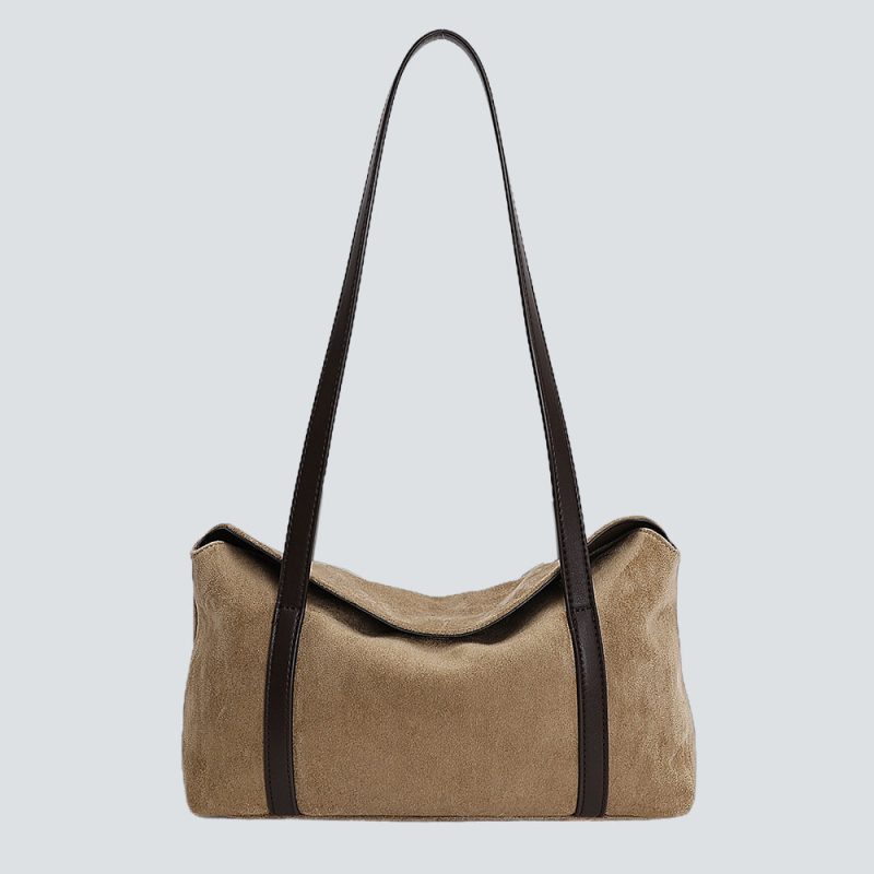 Suede & Leather Paneled Underarm Bag