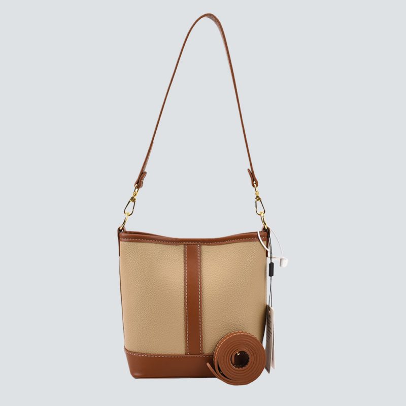 Suede & Leather Bucket Crossbody Bag