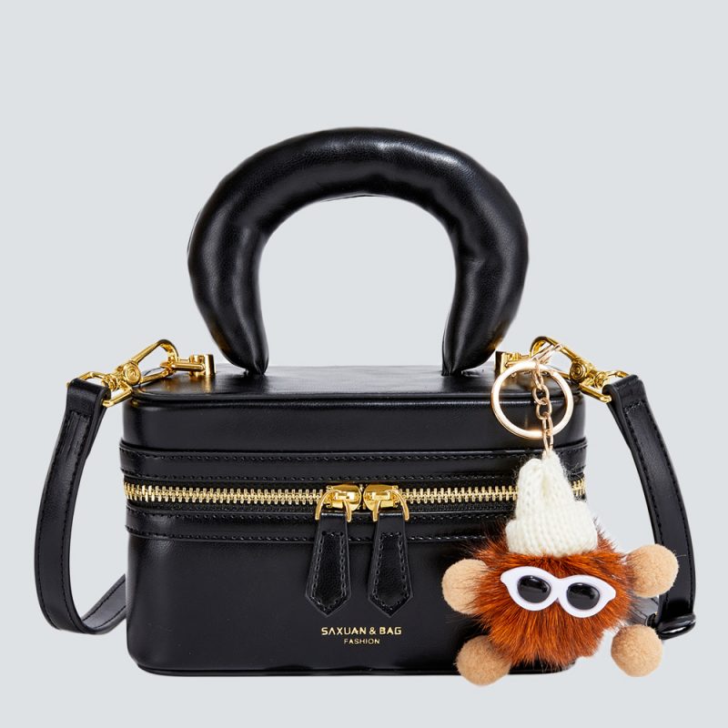 Curved-Handle Box Bag with Playful Charm