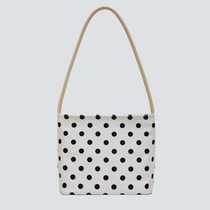 Polka Dot Satin Bucket Bag