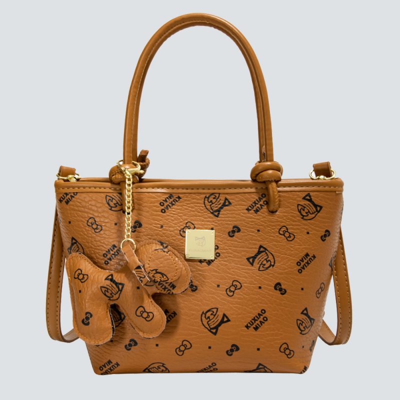 Monogram Leather Bucket Bag with Bow Detail