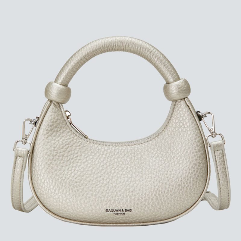 SAXUAN Pebbled Leather Crescent Bag